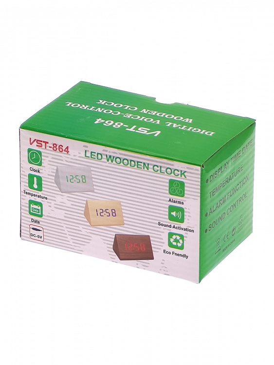 VST 864-1 Красные часы настольные (СВЕТЛО-коричневые)(без блока)